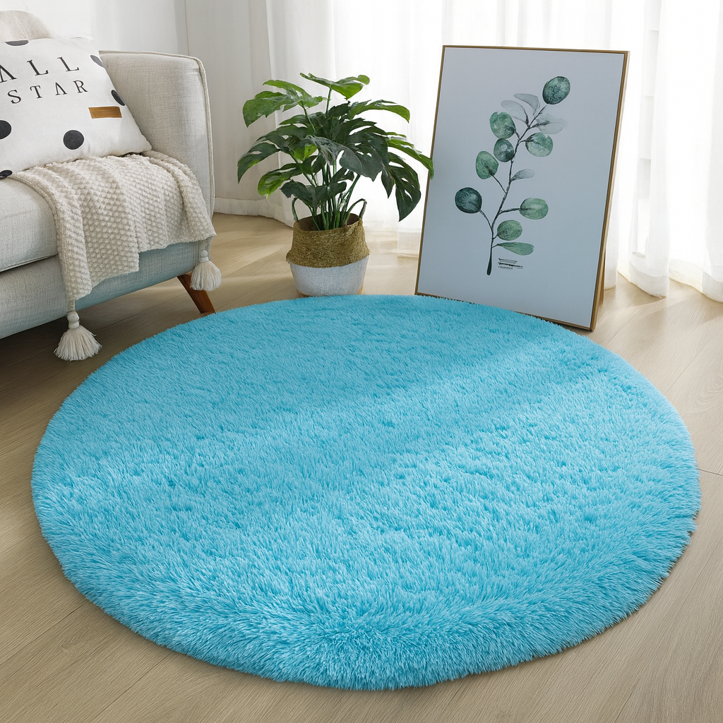 Round shaggy rug