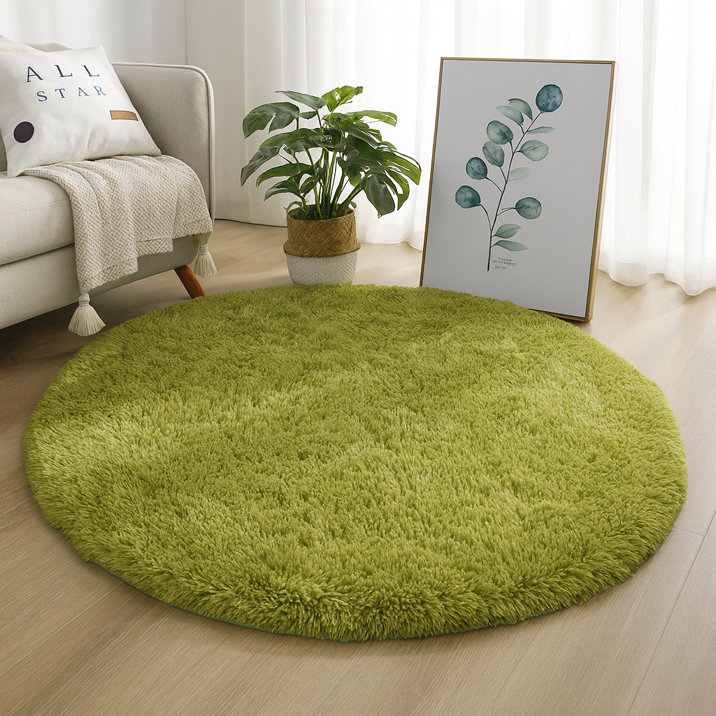 Round shaggy rug