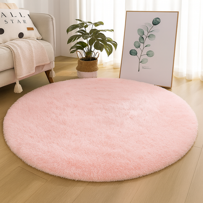 Round shaggy rug