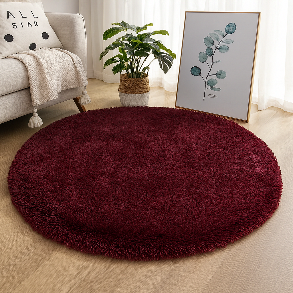 Round shaggy rug