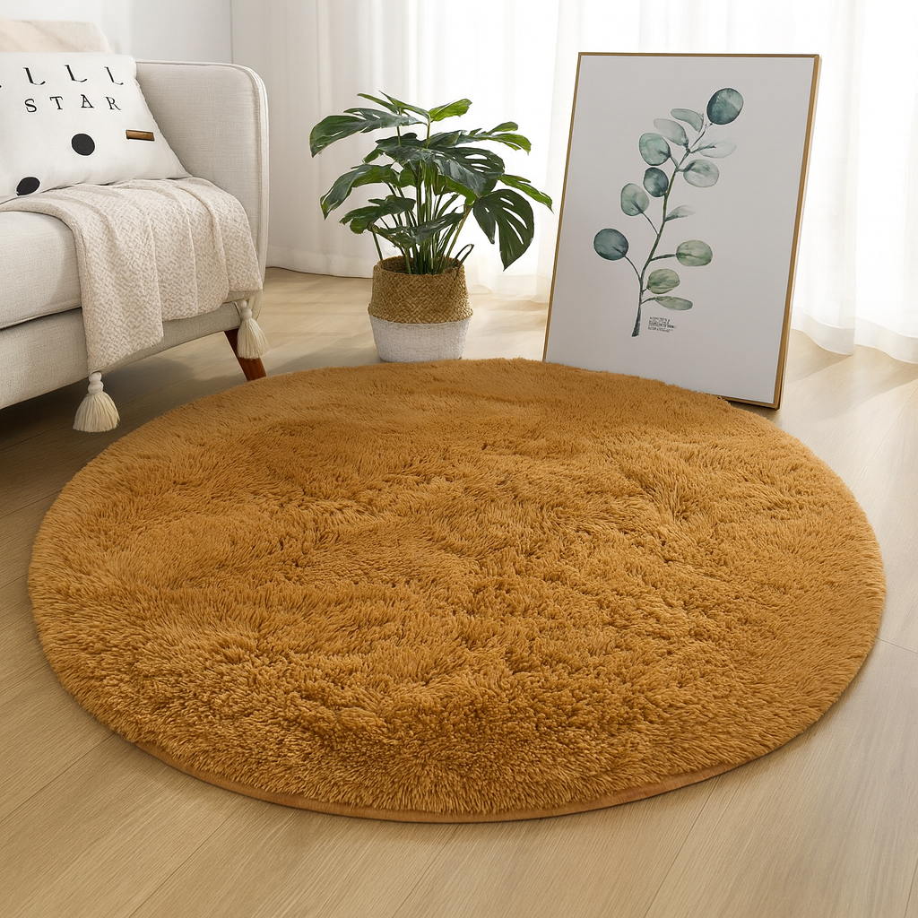 Round shaggy rug
