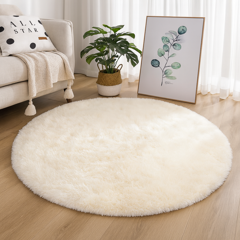 Round shaggy rug