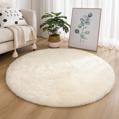 Round shaggy rug