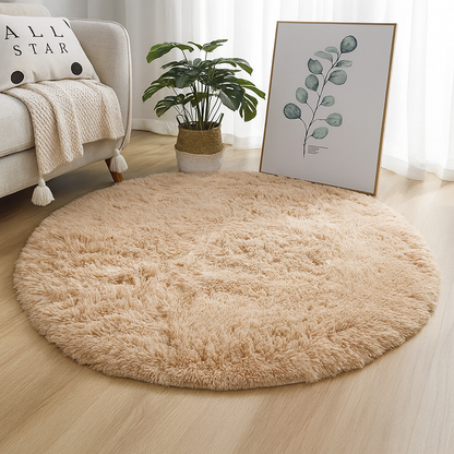 Round shaggy rug