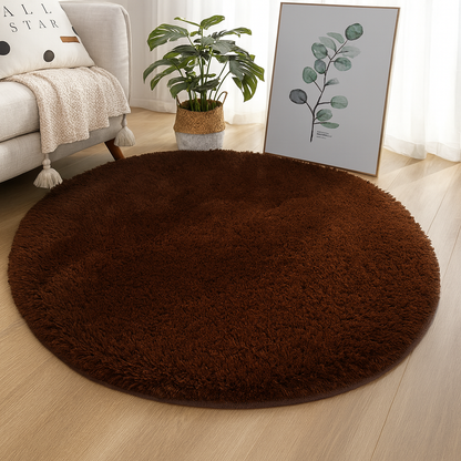 Round shaggy rug