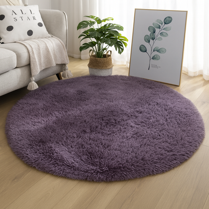 Round shaggy rug
