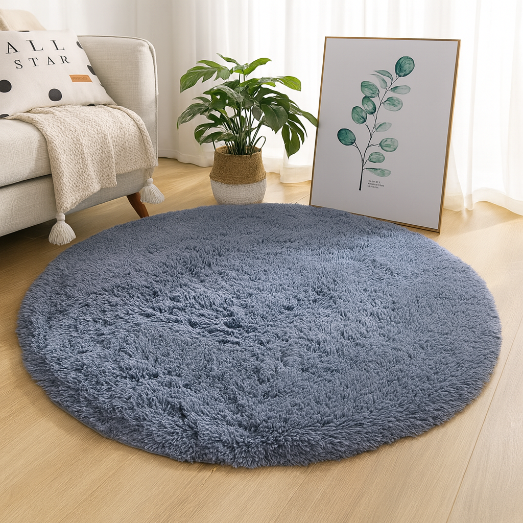 Round shaggy rug