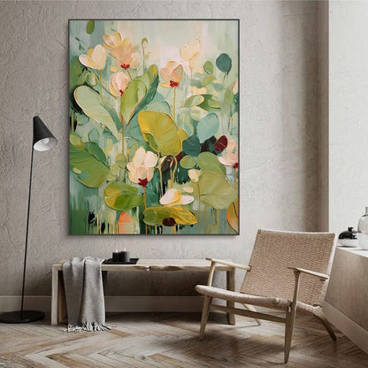 Tableau de fleurs et de feuilles sur toile