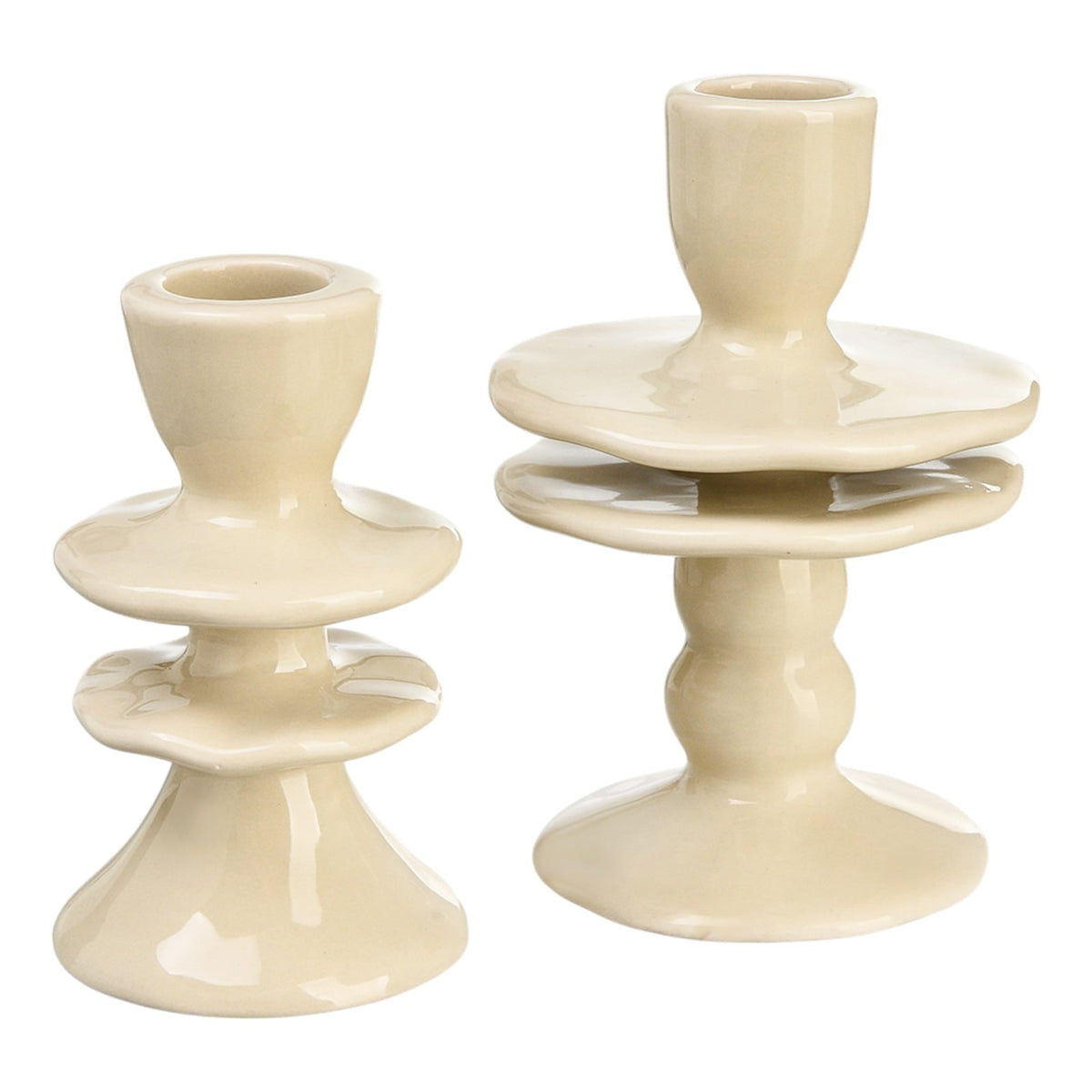 Ceramiczne świeczniki ryflowane (2 szt.)
