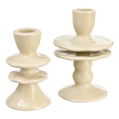 Ceramiczne świeczniki ryflowane (2 szt.)