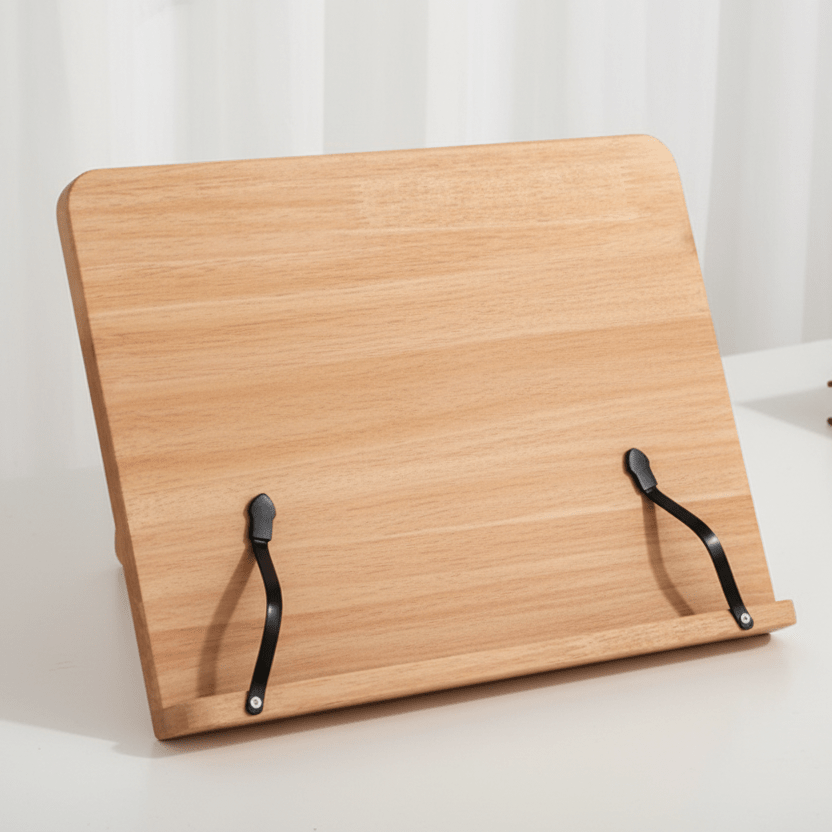 Wooden book and tablet stand
