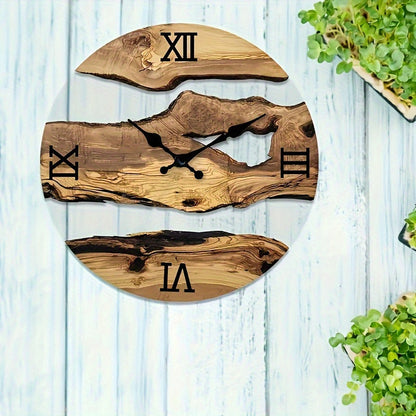Wooden wall clock with Roman numerals
