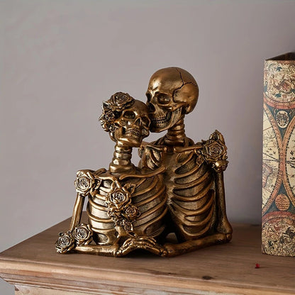 Skeleton couple figurine with roses