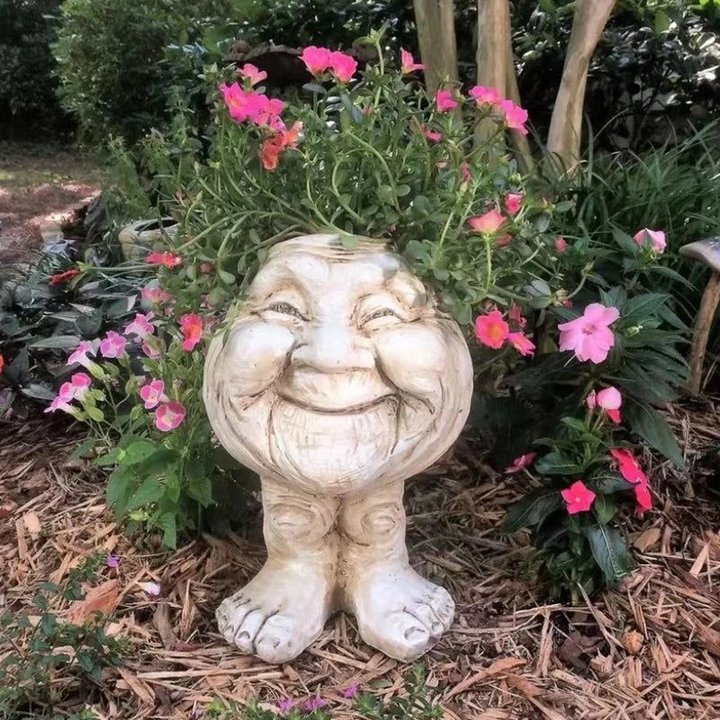 Pot avec motif de visage, 15 cm