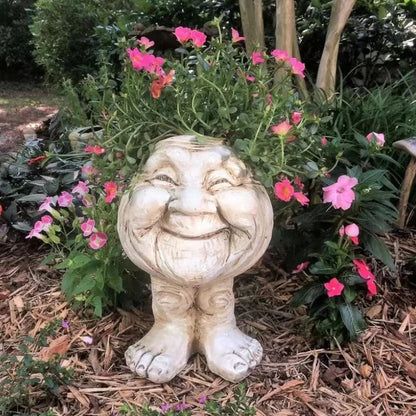 Pot avec motif de visage, 15 cm