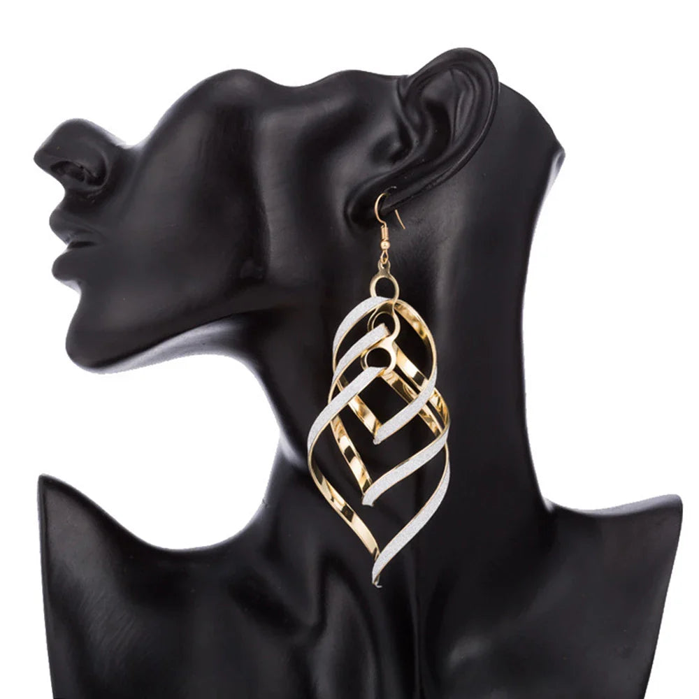 Spiral leaf motif earrings