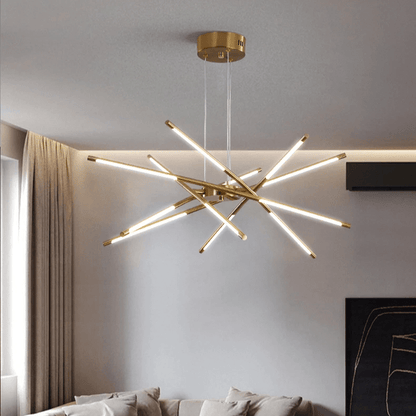 Zlatý 10bodový LED lustr