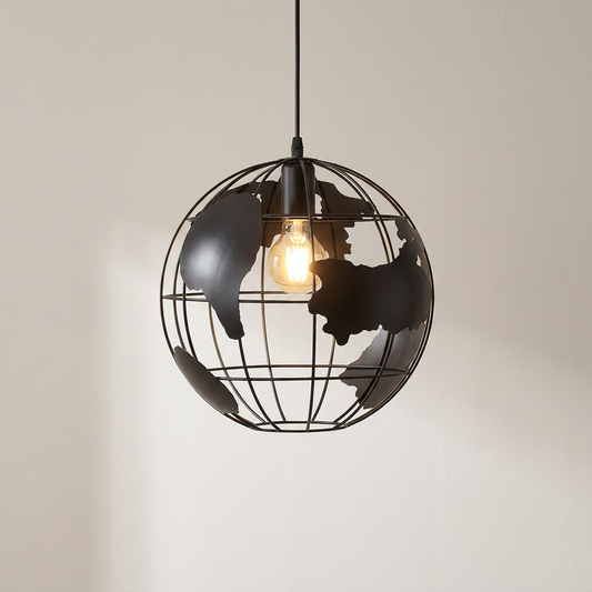 Lampa wisząca z motywem mapy świata
