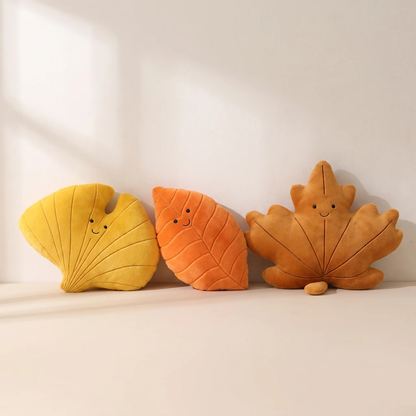 Coussin en peluche feuille
