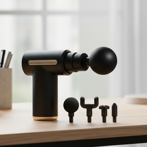 Massage gun with interchangeable attachments