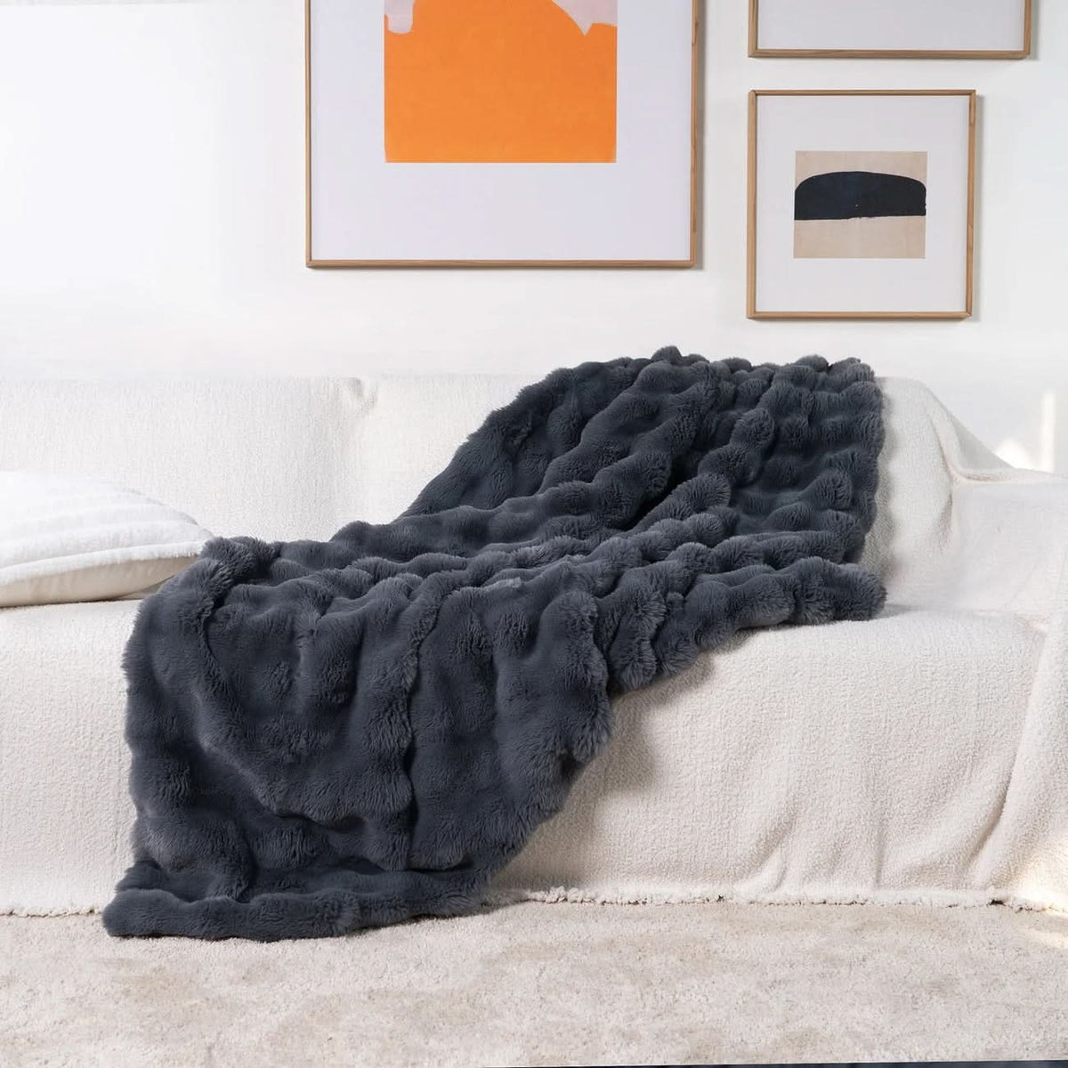 Couverture en fourrure à deux couches