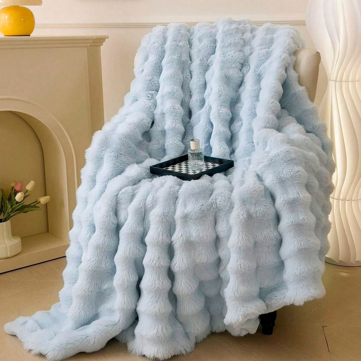 Couverture en fourrure à deux couches