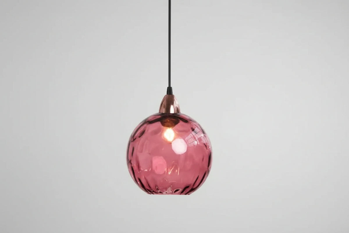 Skleněná kulovitá závěsná lampa