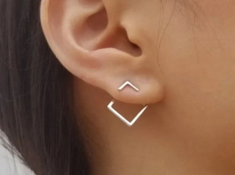 Geometric silver earrings
