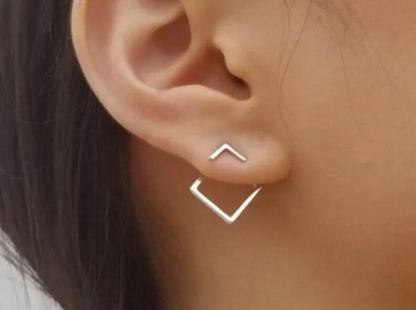 Geometric silver earrings