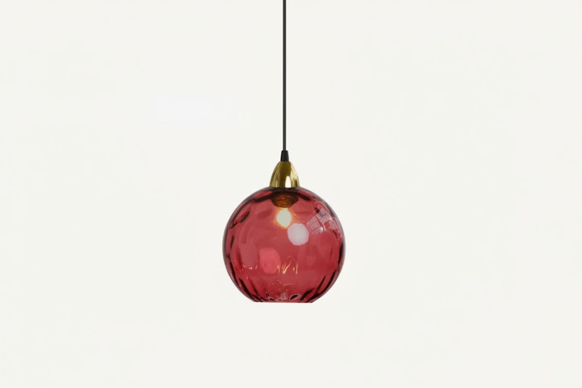 Skleněná kulovitá závěsná lampa