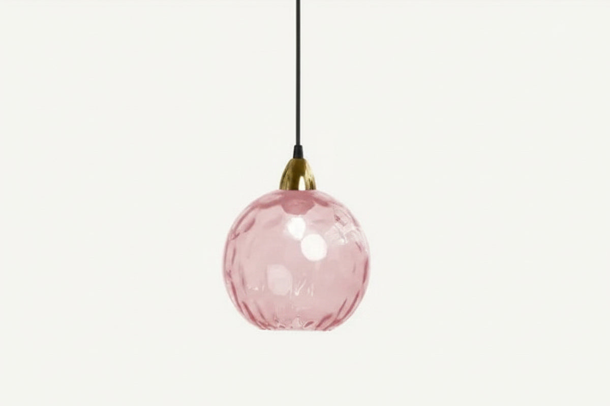 Skleněná kulovitá závěsná lampa