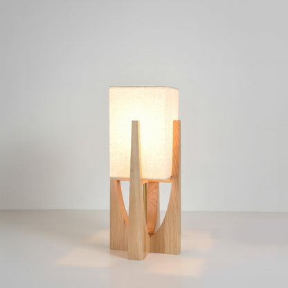 Lampadaire en bois avec abat-jour
