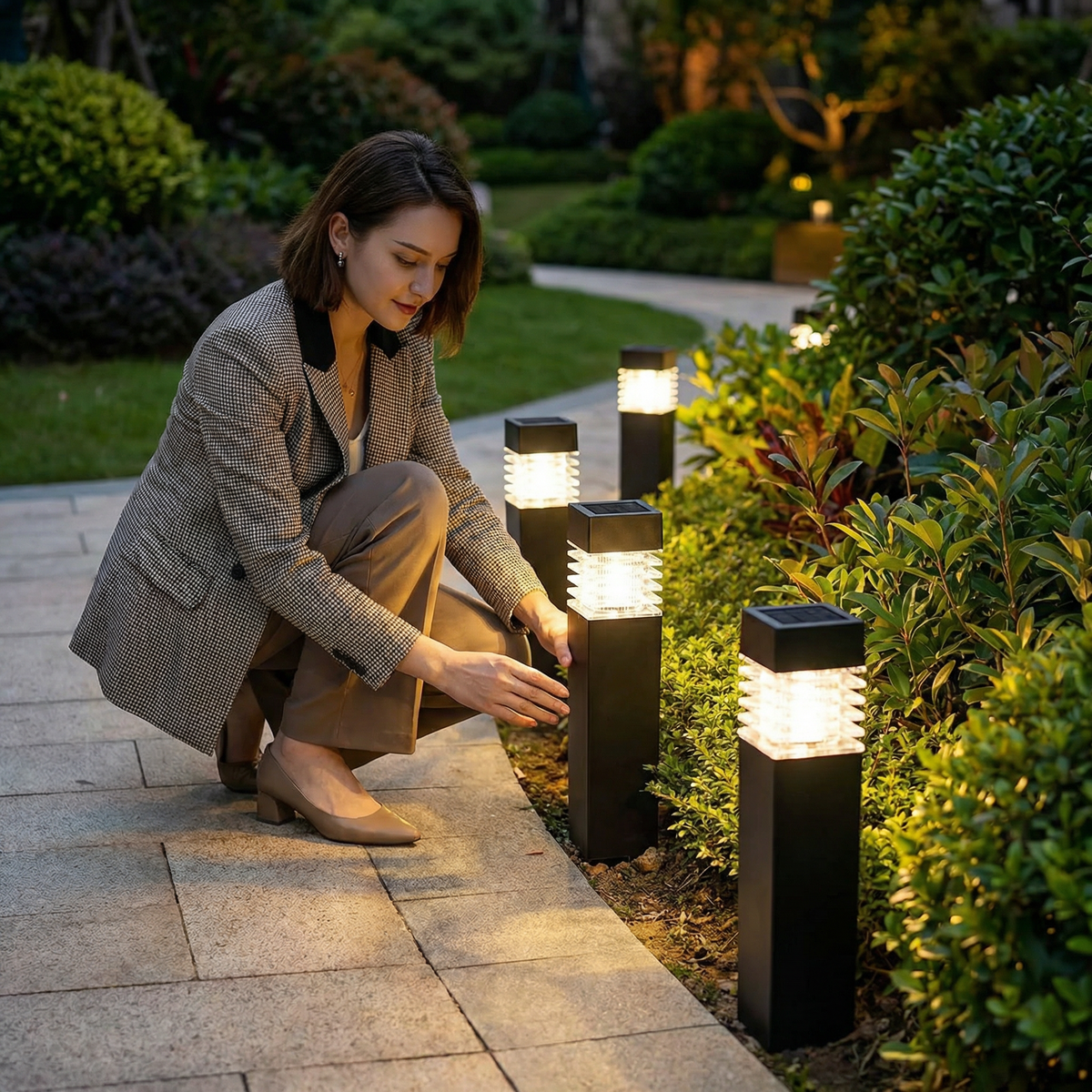 Solární LED zahradní sloupkové lampy