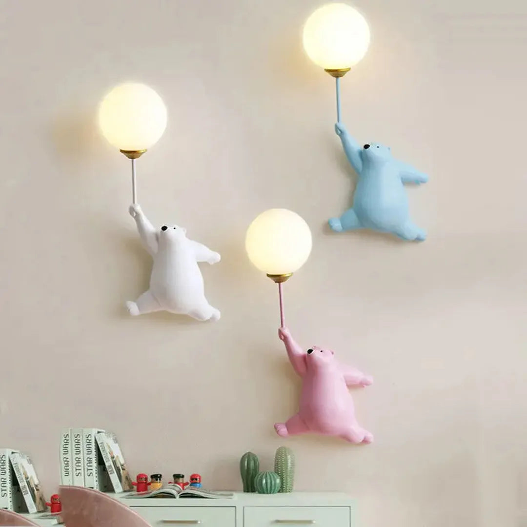 Applique murale enfant avec ours et boule
