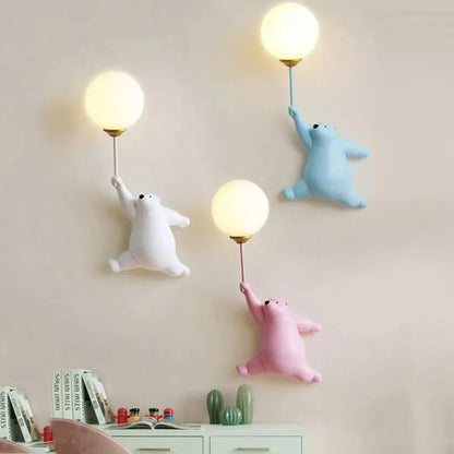 Applique murale enfant avec ours et boule