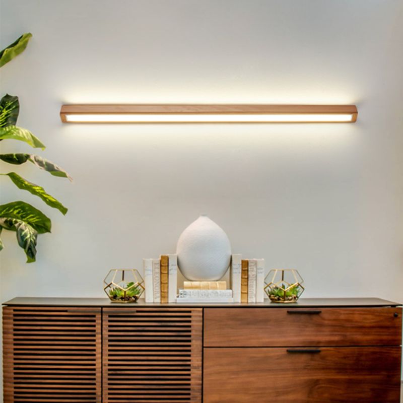 Linear wooden LED wall light