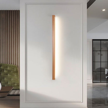Linear wooden LED wall light