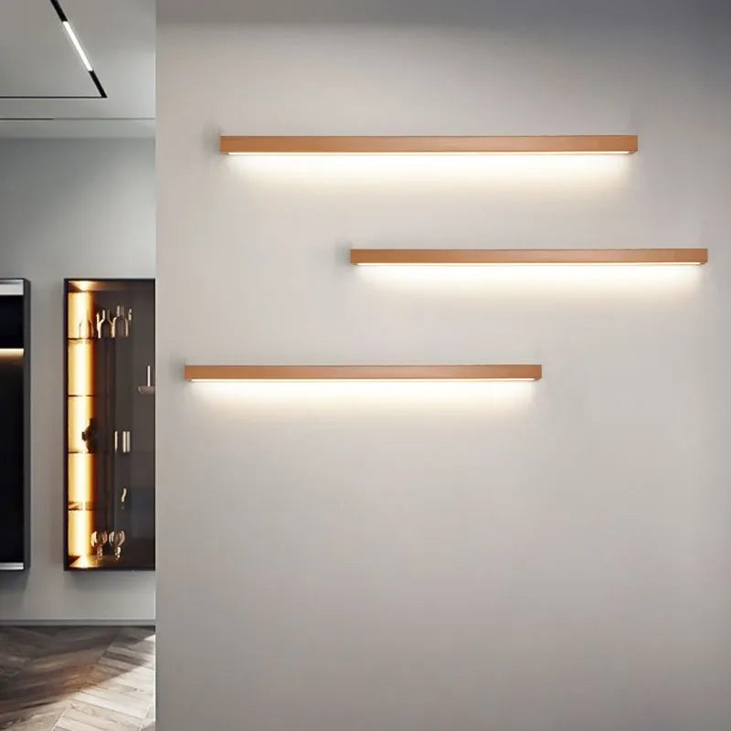 Linear wooden LED wall light