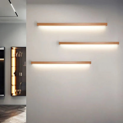 Linear wooden LED wall light