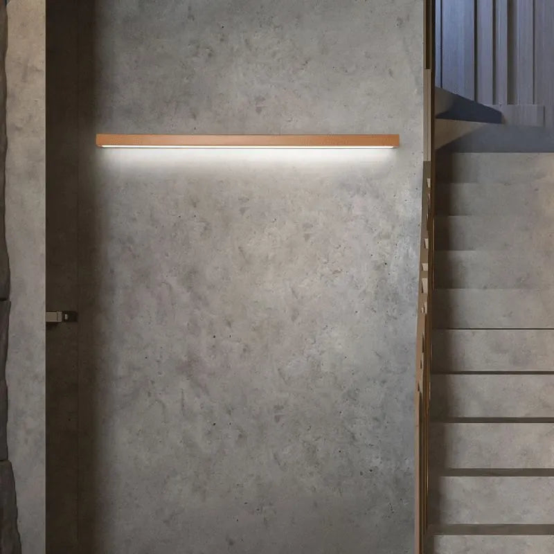 Linear wooden LED wall light