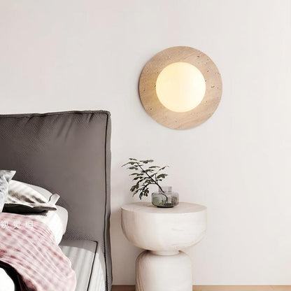 Round stone LED wall lamp