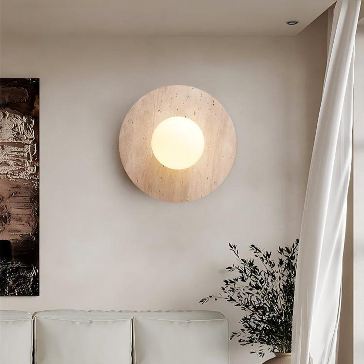 Round stone LED wall lamp