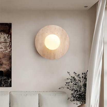 Round stone LED wall lamp