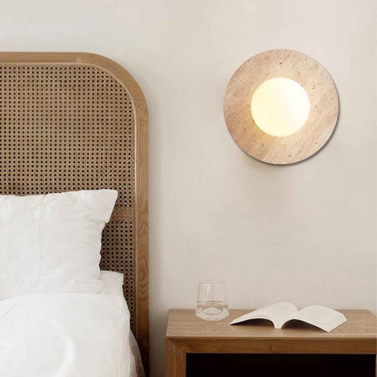 Round stone LED wall lamp