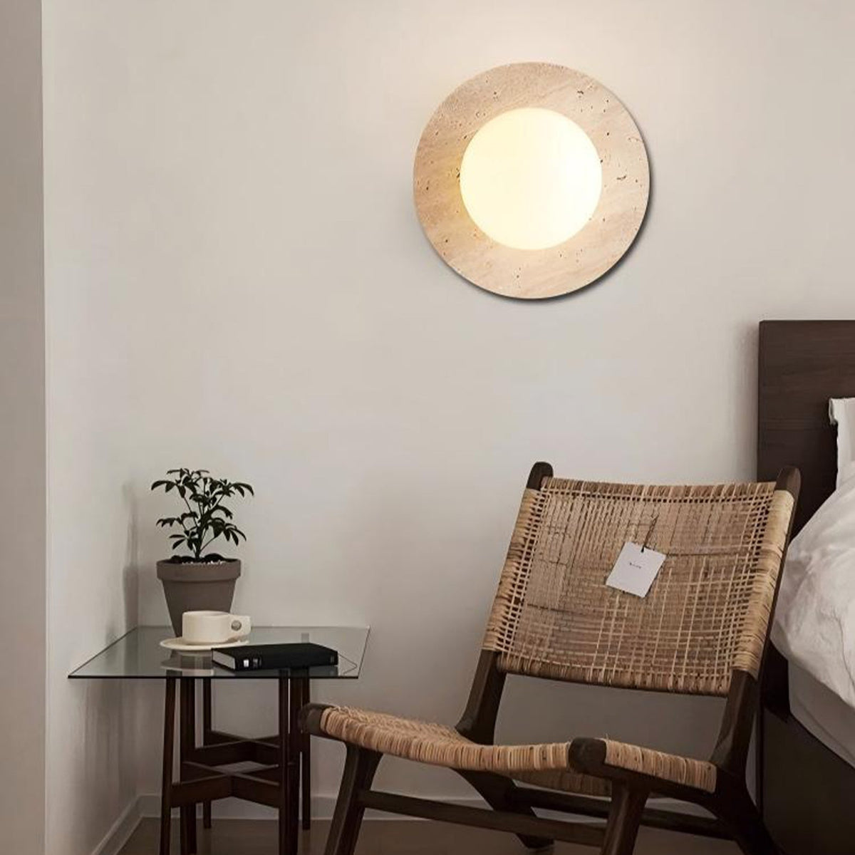 Round stone LED wall lamp