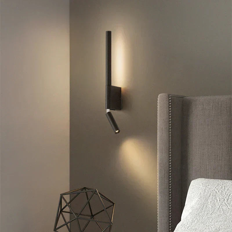 LED wall light with reading arm