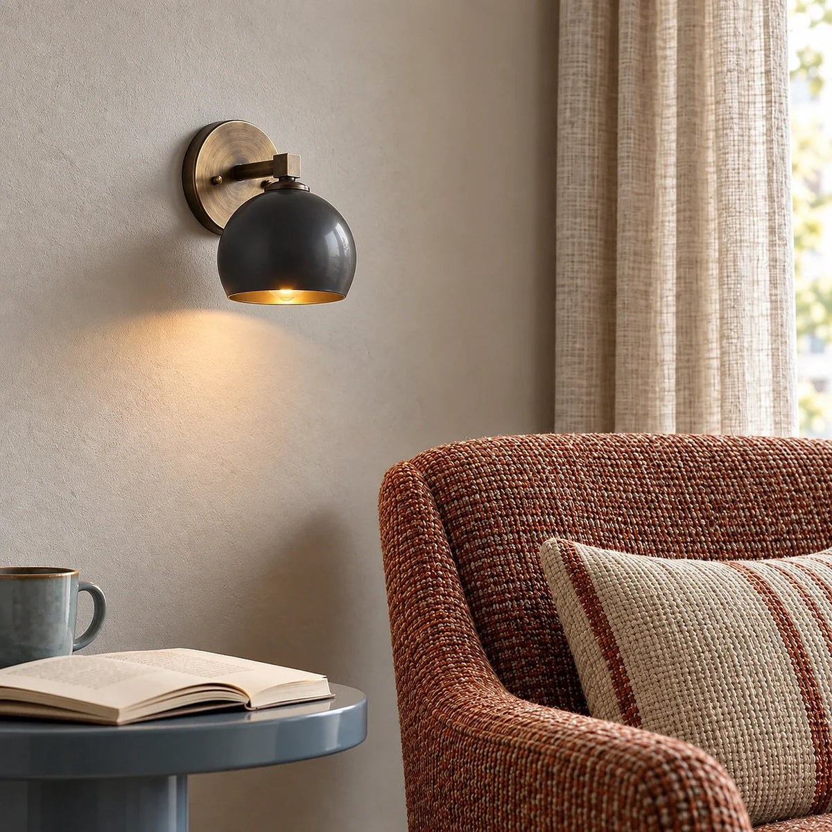 Glass globe wall light