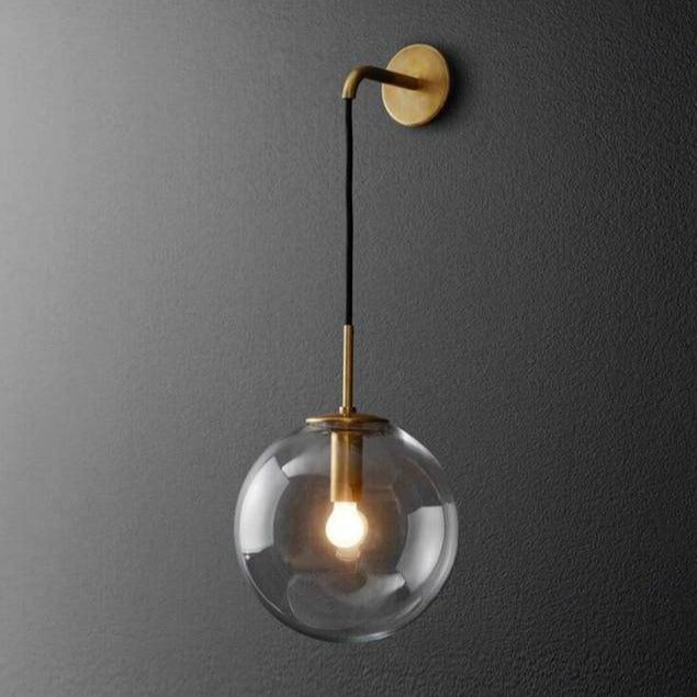 Spherical glass wall lamp