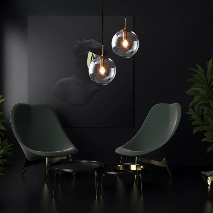 Spherical glass wall lamp