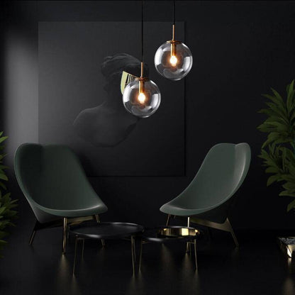 Spherical glass wall lamp